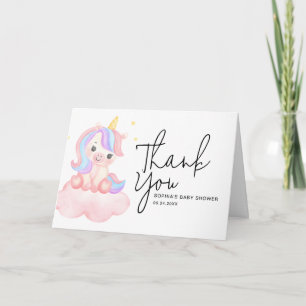Cartão De Agradecimento Cute Unicórnio Arco-íris Caprichoso Chuveiro de Be