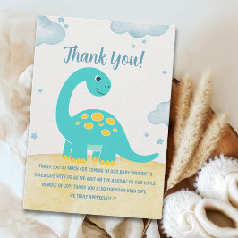 Cartão De Agradecimento Cute Watercolor Dinosaur Baby shower