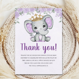 Cartão De Agradecimento Cute Watercolor Elephant Baby shower girl