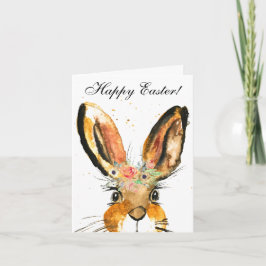 Cartão De Agradecimento Cute Watercolor Rabbit Bunny Hare Easter Floral