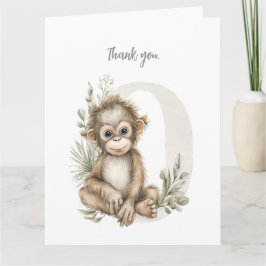 Cartão De Agradecimento Cute watercolour baby animal alphabet Orangutan