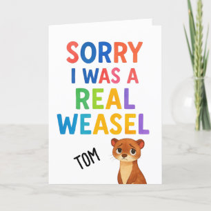 Cartão De Agradecimento Cute Weasel Desculpe por pedir desculpas