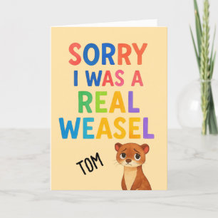 Cartão De Agradecimento Cute Weasel Desculpe por pedir desculpas