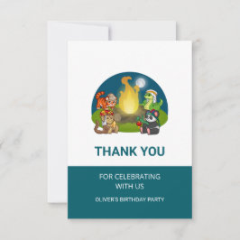 Cartão De Agradecimento Cute Wild Animals Jungle Camping Birthday Party