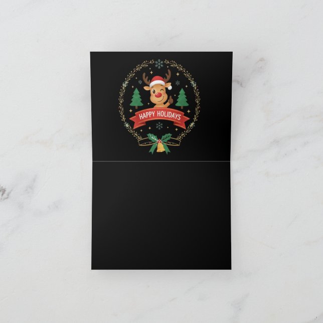 Cartão De Agradecimento Cute Winking Reindeer Happy Holidays Christmas Car (Interior)