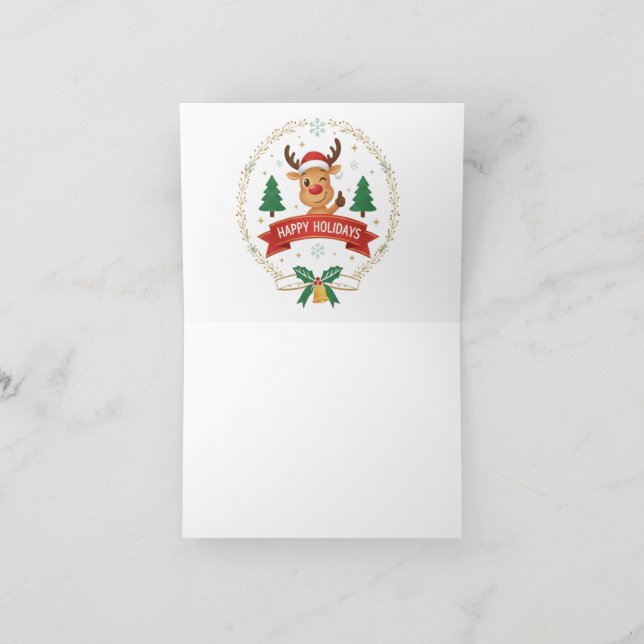 Cartão De Agradecimento Cute Winking Reindeer Happy Holidays Christmas Car (Interior)