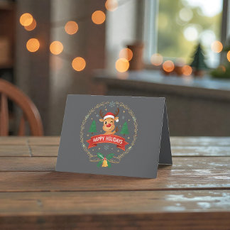 Cartão De Agradecimento Cute Winking Reindeer Happy Holidays Christmas Car