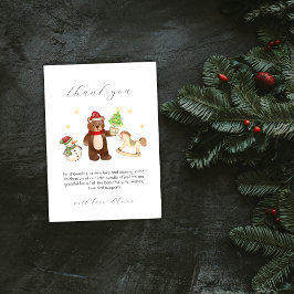 Cartão De Agradecimento Cute Winter Teddy Bear Snowman Toys Baby Shower