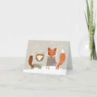 Cartão De Agradecimento Cute Winter Wonderland Fox Holiday Greeting Card