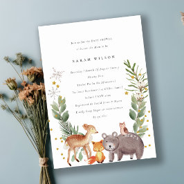 Cartão De Agradecimento Cute Woodland Animal Leafy Chá de fraldas Invite