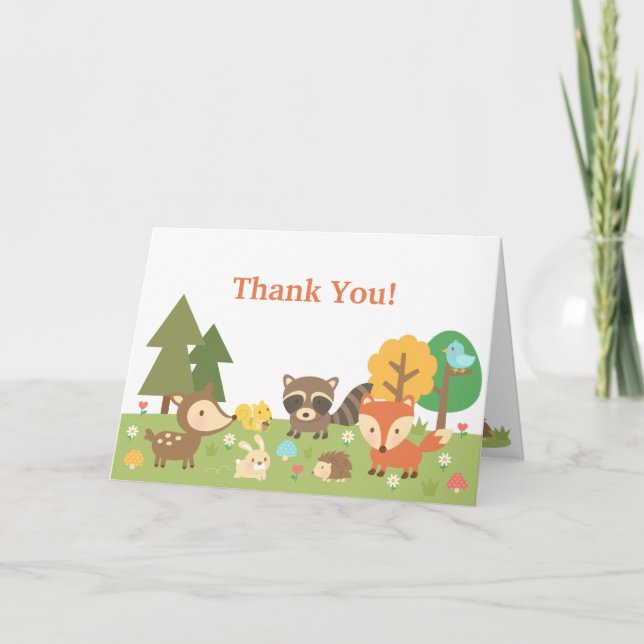 Cartão De Agradecimento Cute Woodland Animal Thank You (Frente)