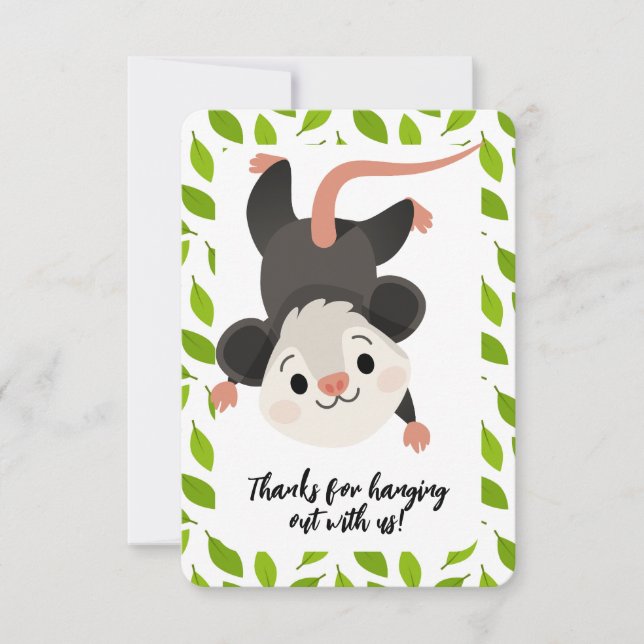 Cartão De Agradecimento Cute Woodland Opossum Birthday (Frente)
