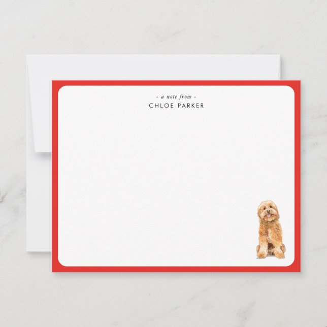 Cartão De Agradecimento CuteRed Border Golden Doodle Christmas Thank you  (Frente)