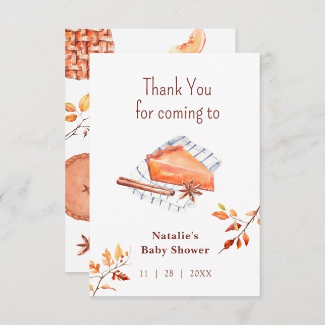 Cartão De Agradecimento Cutie Pie Está No Caminho, Chá de fraldas Obrigado (Frente/Verso)