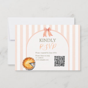Cartão De Agradecimento Cutie Pie Orange Gingham Birthday Rsvp QR Card