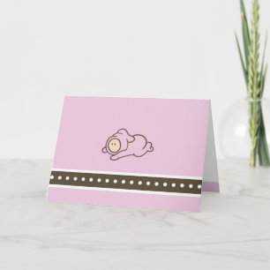 Cartão De Agradecimento Cutietoots Rosa e Brown Baby Notecard