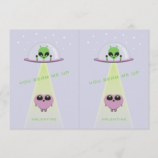Cartão De Agradecimento Cuttable UFO Kids Valentine Cards | Purple (Frente)