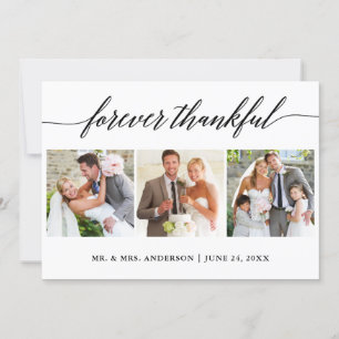 Cartão De Agradecimento Da caligrafia foto grata do casamento 3 para