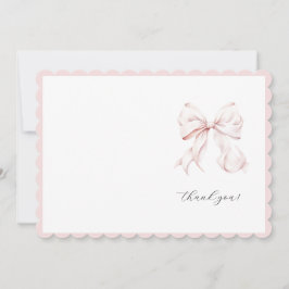 Cartão de agradecimento da menina com laço rosa fo