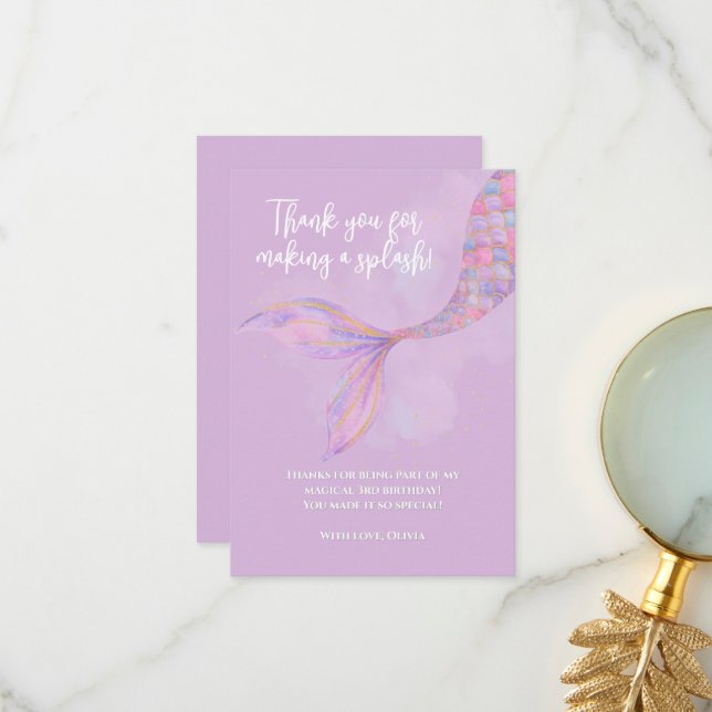Cartão de Agradecimento da Sereia Splish Splash (Frente/Verso In Situ)
