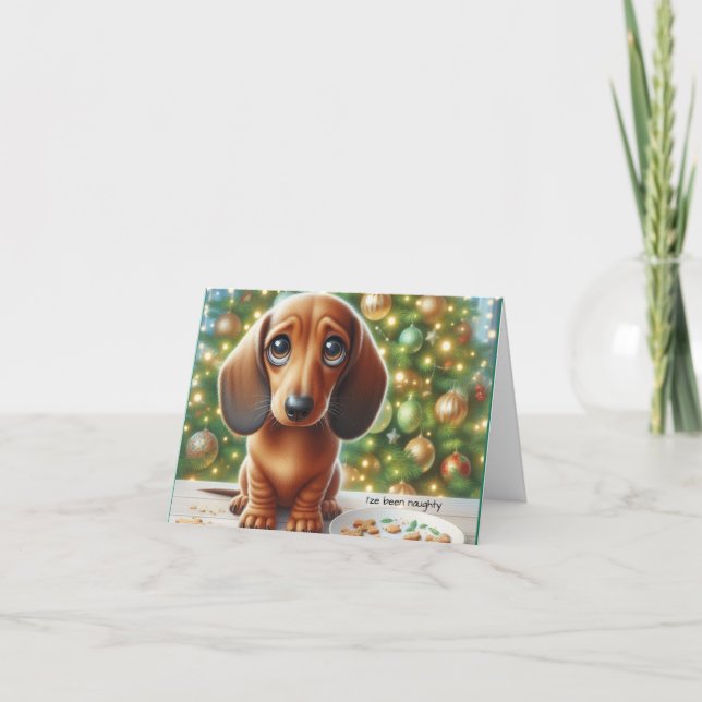 Cartão De Agradecimento Dachshund Ate Santa's Cookies Christmas Card (Frente)