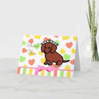 Cartão De Agradecimento Dachshund e Flores Vermelhos