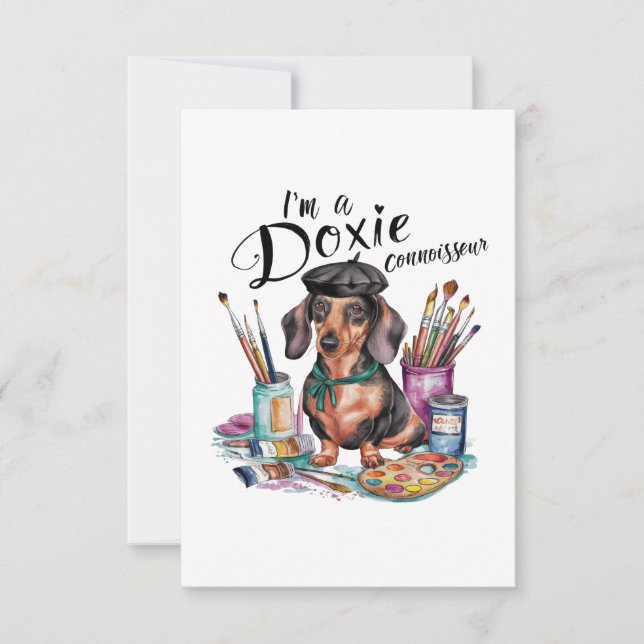 Cartão De Agradecimento Dachshund, sou um Doxie Connoisseur (Frente)