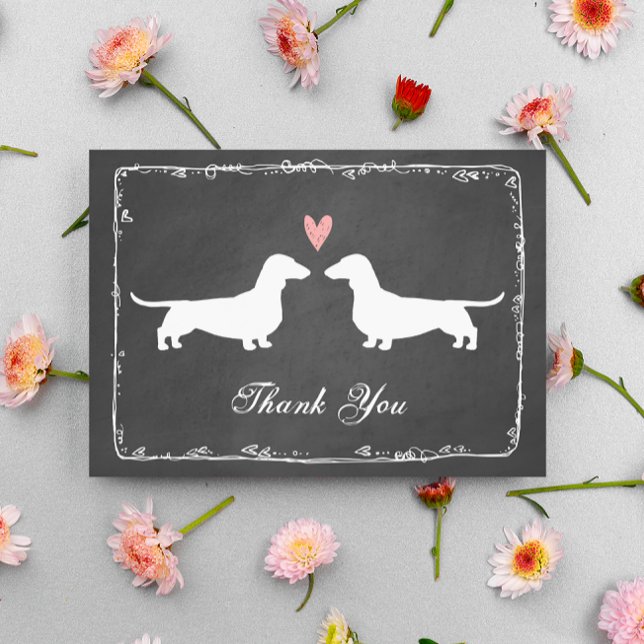Cartão De Agradecimento Dachshunds Wedding Thank You | Wedded Wieners (Criador carregado)