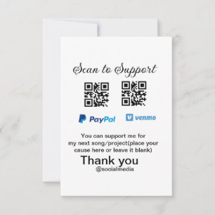 Cartão De Agradecimento Dádiva virtual jar q r código doação de moeda PayP