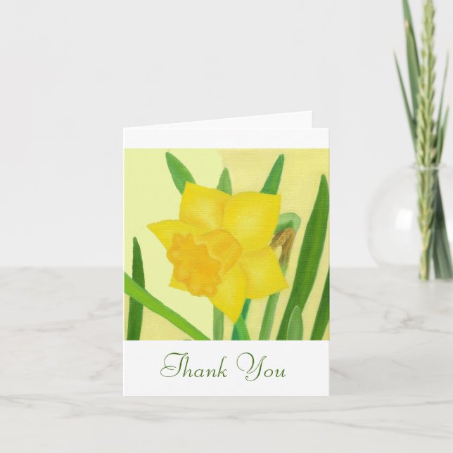 Cartão De Agradecimento Daffodil Amarelo Obrigado Notecard (Frente)