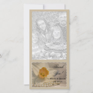 Cartão De Agradecimento Daffodil branco e pérolas que Wedding o obrigado