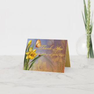 Cartão De Agradecimento Daffodil Flower and Bud Wedding Thank You Card