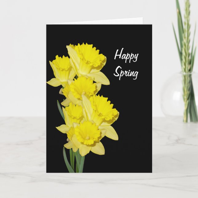 Cartão De Agradecimento Daffodils on black blank thank you note card (Frente)
