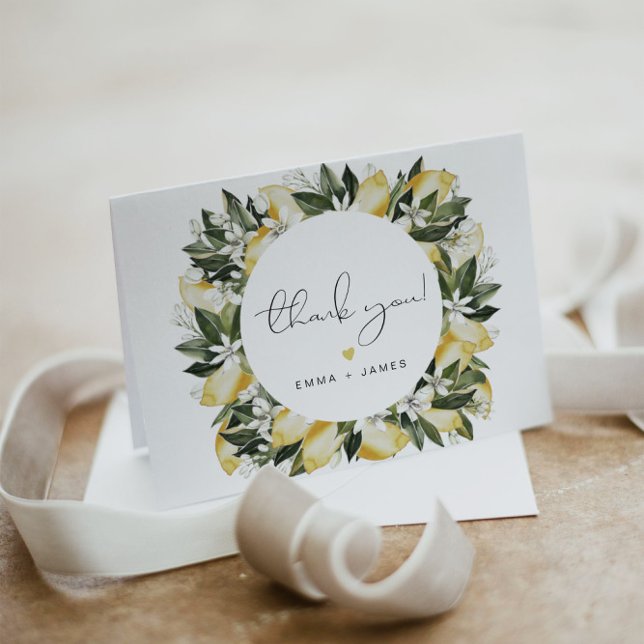 Cartão De Agradecimento DAHLIA Lemon Citrus Fruta Verão Jardim Floral (Criador carregado)