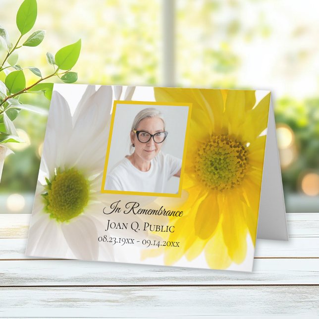 Cartão De Agradecimento Daisies Amarelo e Branco Simpatia Memorial Funeral (Criador carregado)