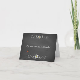 Cartão De Agradecimento Daisies and Ladybugs Rustic Chalkboard Thank You