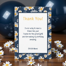 Cartão De Agradecimento Daisies on Blue Denim Birthday Thank You Card