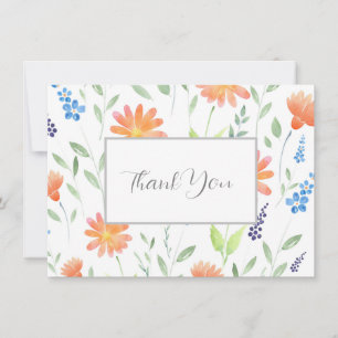 Cartão De Agradecimento Daisies Wildflower Watercolor Motif