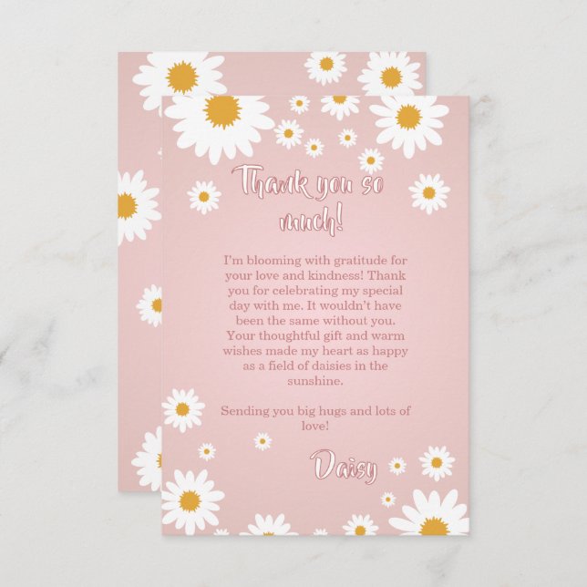 Cartão De Agradecimento Daisy Birthday Thank You Card (Frente/Verso)