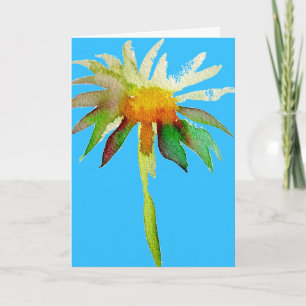 Cartão De Agradecimento Daisy Blue Modern Art flower Obrigado