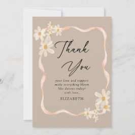Cartão De Agradecimento Daisy Floral Brown Chá de fraldas