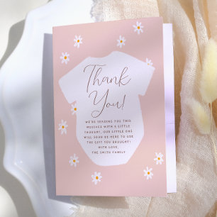 Cartão De Agradecimento Daisy Flowers Boho Pink Floral Chá de fraldas