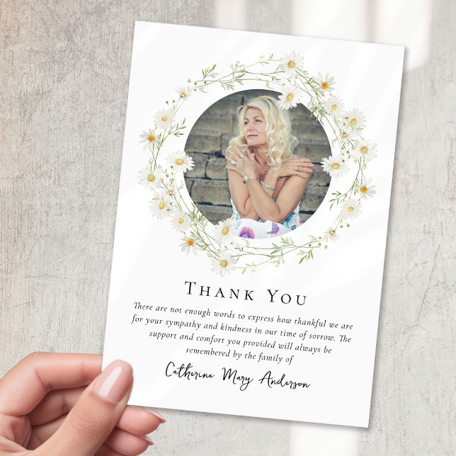 Cartão De Agradecimento Daisy Photo Bereavement Sympathy Memorial (Criador carregado)