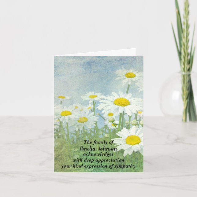 Cartão De Agradecimento Daisy Sympathy da Family Obrigado (Frente)