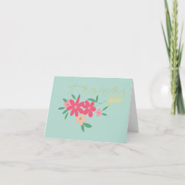 Cartão De Agradecimento Daît Teal Pink Flower Motif