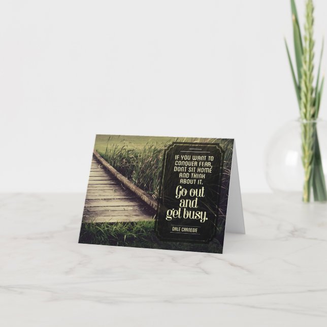 Cartão De Agradecimento Dale Carnegie Inspirational Cote "Fique ocupado" (Frente)