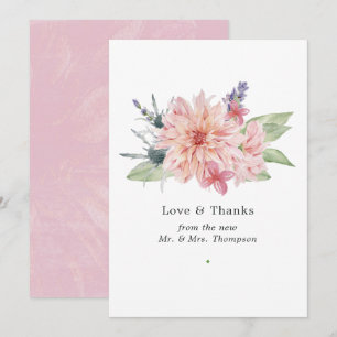 Cartão De Agradecimento Dália Rosa Pastel Noiva Casamento
