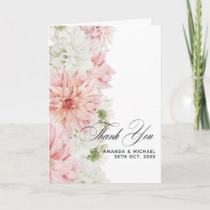 Cartão De Agradecimento Dálias Rosadas Casamento Floral
