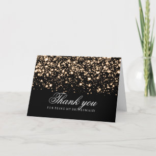 Cartão De Agradecimento Dama de honra Gratidão Glam Meia-noite Dourado