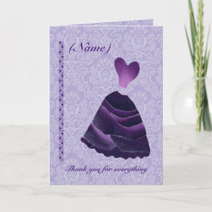 Cartão De Agradecimento Dama de Honra Obrigada no Casamento - VESTIDO ROXO